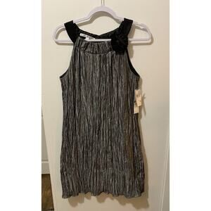 Maggie London Womens Halter Dress Size 10 Mini Crushed Taffeta Silver And Black